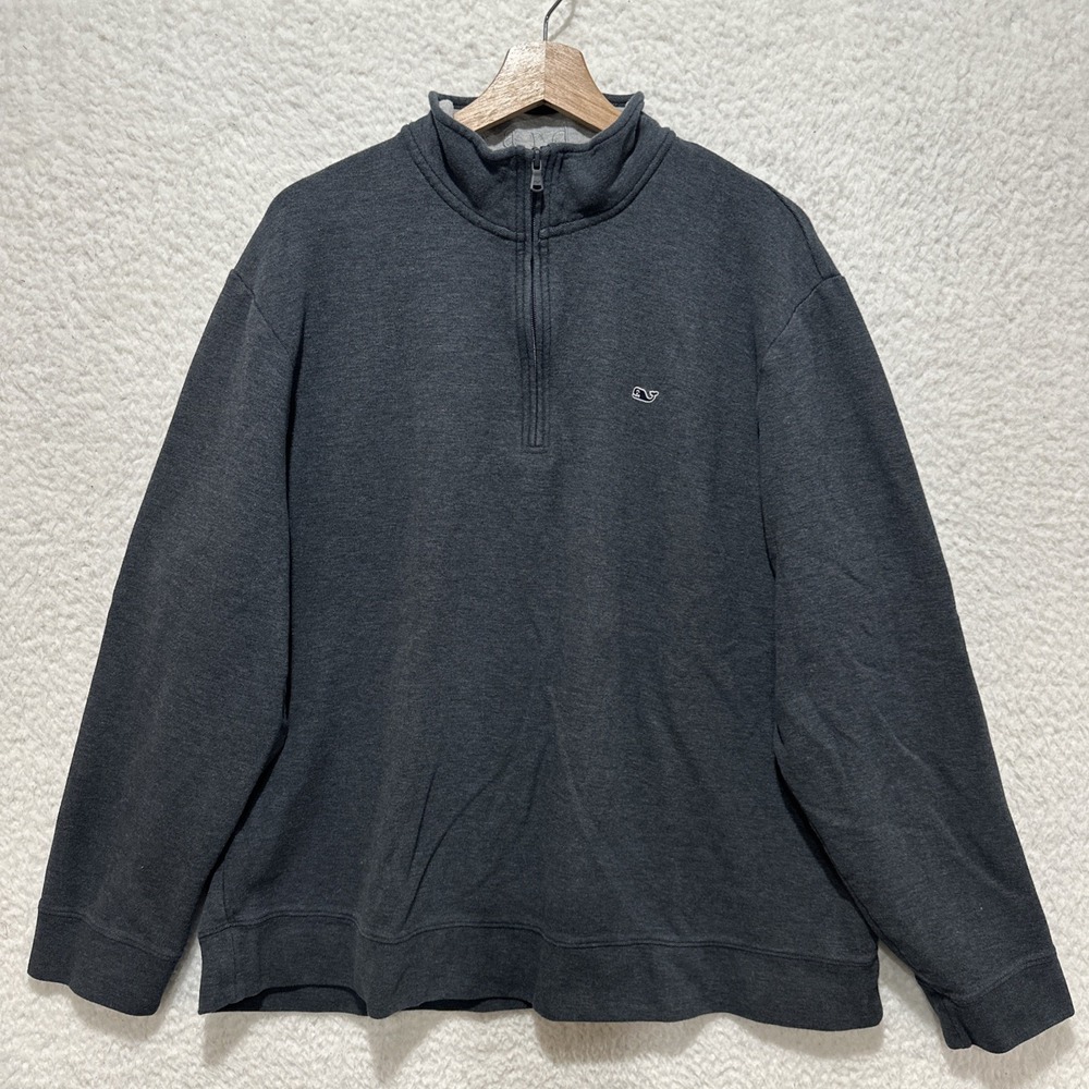 Vineyard Vines Men's Dark Gray Pullover 1/4 Zip 100% Pima Cotton Size 2XL